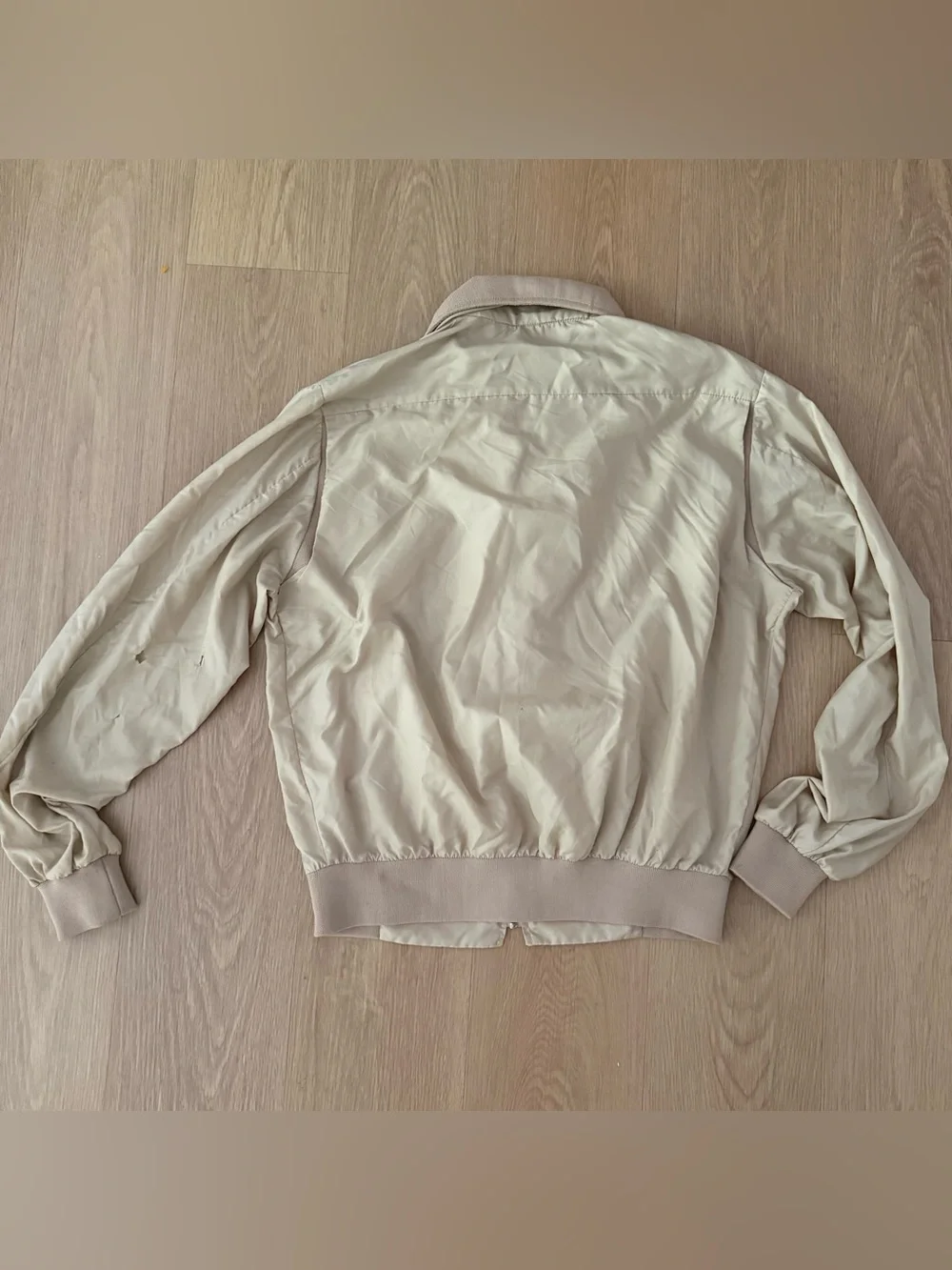 Lacoste Men's Light Beige Zip Bomber Jacket with Green Crocodile